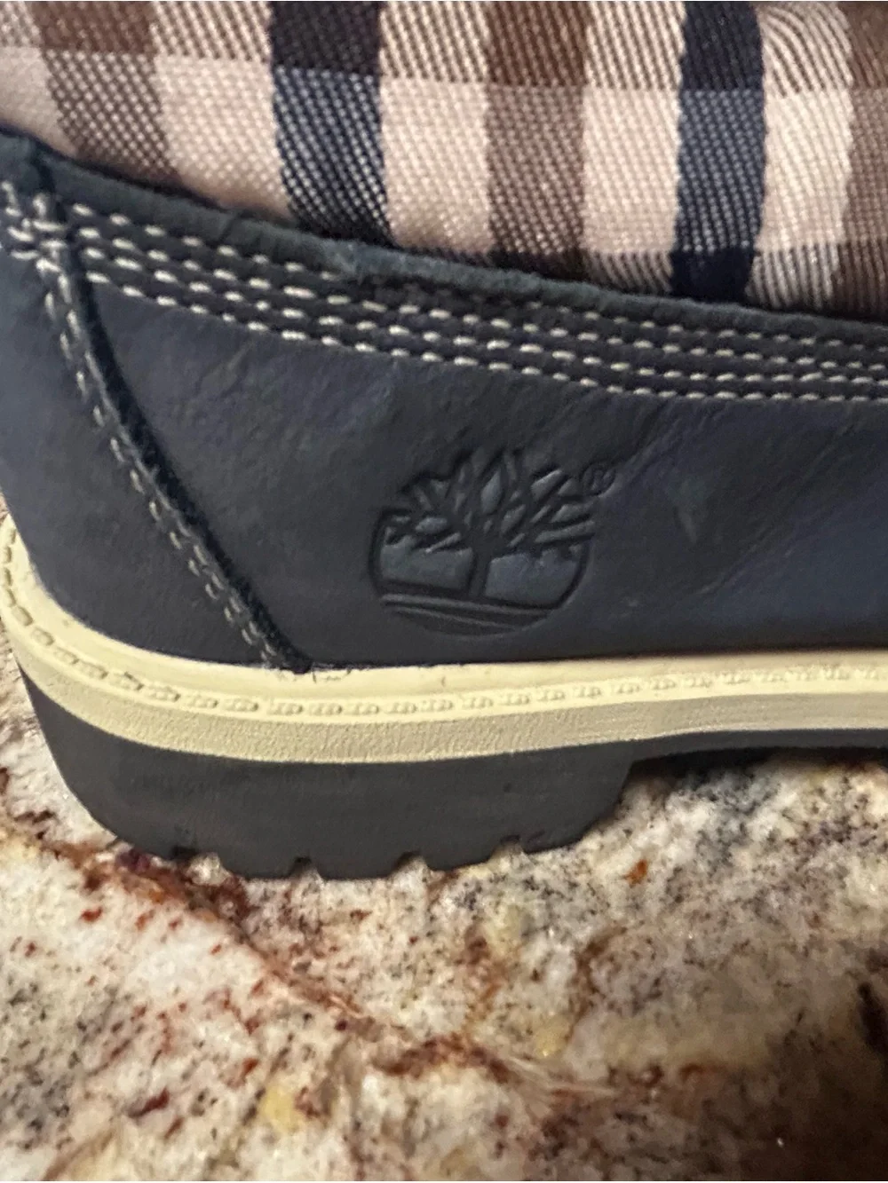 Timberland Unisex Big Kid’s 4 Blue Suede Leather & Plaid Lace-Up Rain/Snow Boots